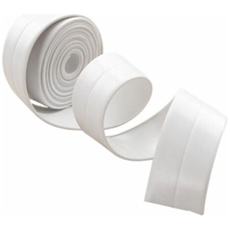 Striscia sigillante per doccia 320x3,8 cm, striscia per doccia, striscia in silicone bianco per bagno, nastro adesivo per mascheratura, PE autoadesivo per vasca da bagno, guarnizione angolare per cuci (1/5)
