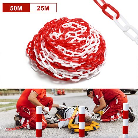 SWANEW Catena di avvertimento spessore 6 mm in plastica rossa e bianca per catene di sicurezza da 50 m (1/5)