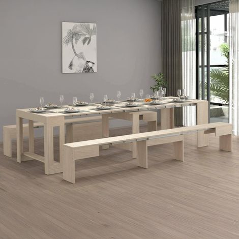 Ensemble Table et chaises Eric, Composition Polyvalente, Ensemble avec Console et 2 bancs Extensibles, 66x25h45 cm, Olmo (1/5)