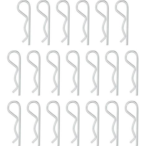 50 Pcs Goupille D'Attelage, 3mm x 65mm R Clips En Acier Au Carbone Goupilles De Retenue Goupilles Fendues Kit D'Assortiment Tracteurs Tondeuses Camions Goupille D'Attelage, Argent (1/5)
