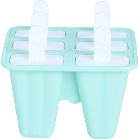 Moule à glace vert en silicone 6 cavités, outil DIY pour crème glacée maison, idéal pour l'été chaud. (1/5)