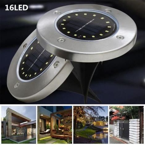pair Lumière au sol - Inox - 16 LED Solaire - Écologique - Étanche IP65 - Énergie solaire (1/3)