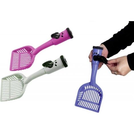 TRADE SHOP - Paletta Escrementi Con Dispenser Porta Sacchetti Igienici Per Cani Gatti -