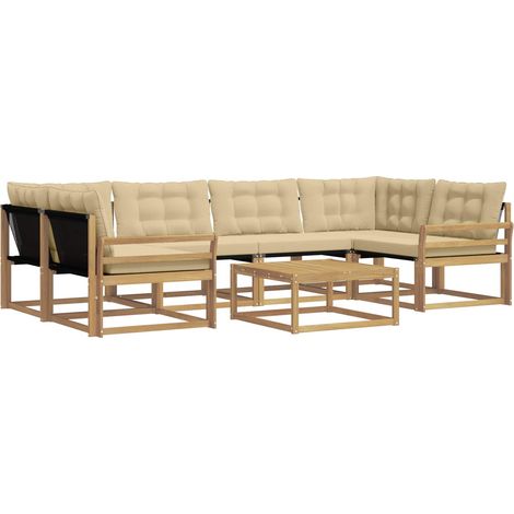 Outdoor Sofa Set 7 pcs White and Beige 79 x 79 x 37 cm vidaXL (1/5)