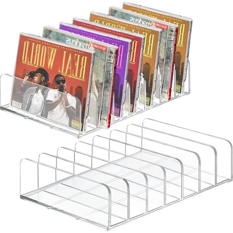 Présentoir vertical avec boîte de rangement transparente. idéal pour ranger masques et poudres compactes - 7 compartiments de grande capacité - lot de 2 pièces (1/5)