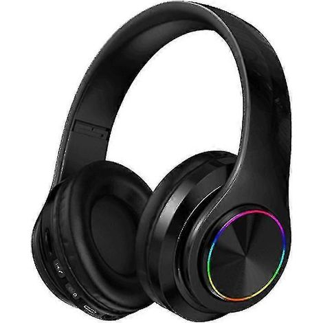 Kabellose Kopfhörer, faltbare HiFi-Bluetooth-Kopfhörer mit Leuchtfunktion, integriertem Mikrofon, Lautstärkeregelung und Geräuschunterdrückung, schwarz