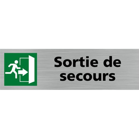 Pictogramme SORTIE DE SECOURS (Q0388).- Adhésif aspect aluminium brossé - (1/5)