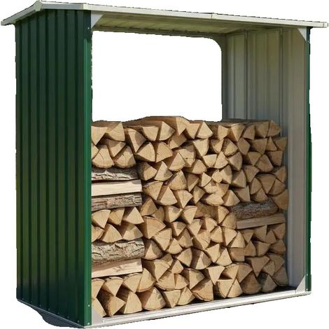 Stockage de bois de chauffage, acier galvanisé, design résistant aux intempéries, vert armée (1/2)