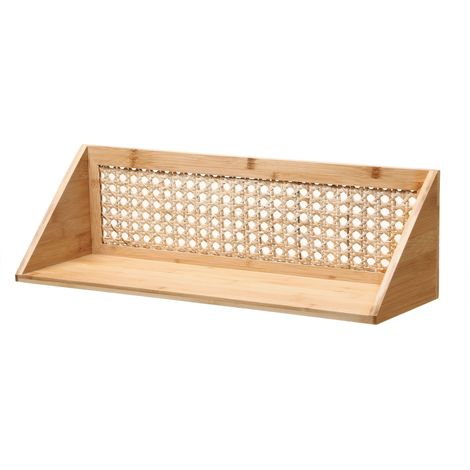 Mensola da parete in bambù e rattan naturale - 50 cm