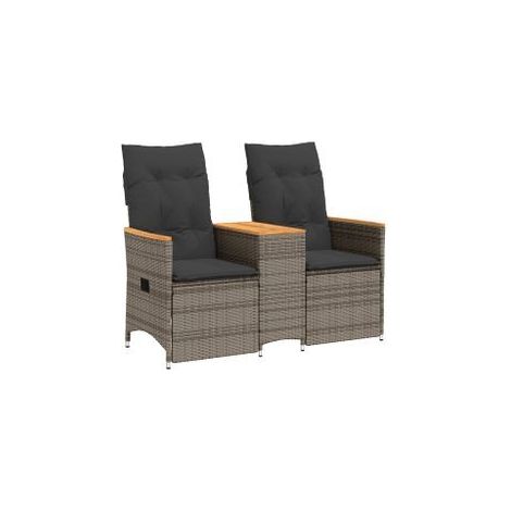 Canapé de jardin inclinable 2 places avec table gris poly rotin (1/5)