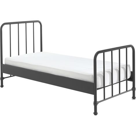 Lit 90x200 sommier inclus Vipack Bronxx Noir mat (1/3)