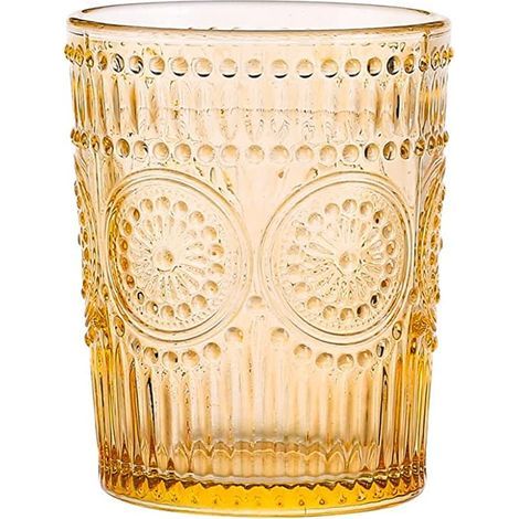 6 Wassergläser mit geprägtem Sonnenblumenmuster, aus dickem, robustem Glas, für Saft, Cocktails, Milch, den täglichen Gebrauch und als Tischdekoration. (1/5)
