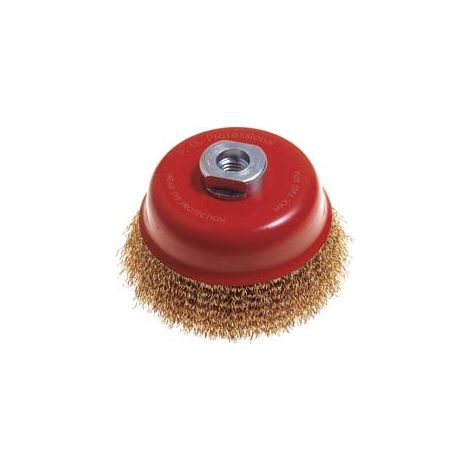 SPAZZOLA A TAZZA FILI ACCIAIO PER SMERIGLIATRICE- - ø mm. 85 foro filettato14 MA PG 485.40 - 2 blister PG