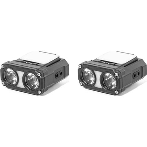 2X Double Faisceau Chapeau Pince Casquette Lumière Mini LED Phare Capteur Phare USB Rechargeable Angle Réglable Lampe Frontale de Camping (1/5)
