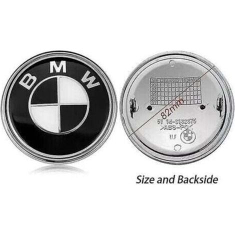 Logotipo BMW para capó delantero y trasero, color blanco y negro, 82 mm, paquete de 4 unidades. (1/3)