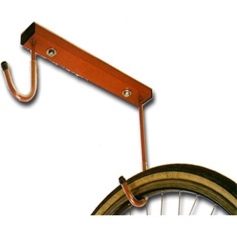 ANDRYS - Rastrelliera Porta Biciclette a Soffitto 2 Posti, con Tappi in Pvc Neri, in Acciaio, Verniciato, Colore Rosso, 35 x 5 x 30 cm