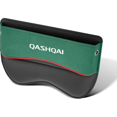 (Pour Green) Organisateur d'espace entre les sièges de voiture, sac latéral avec ouverture pour câble de chargement, compatible Nissan Qashqai, boîte de rangement universelle pour sièges de voiture. A (1/5)
