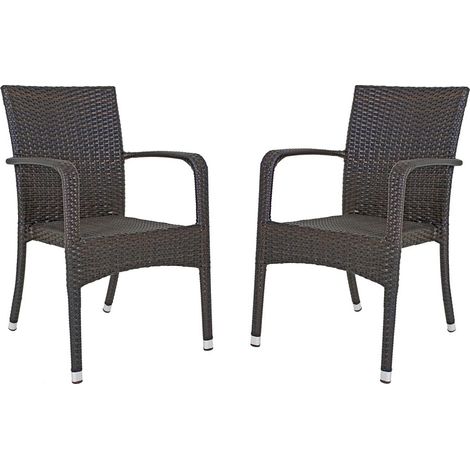 Stapelstuhl 2er Set aus Aluminium/Kunststoffgeflecht GARDA-120 in coffee, B/H/T: ca. 55/87/56 cm