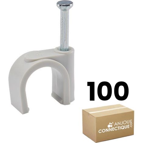 Seau de 100 pontets gris Ø20 pointe béton et bois pour attache câble et conduit - Ram (1/2)