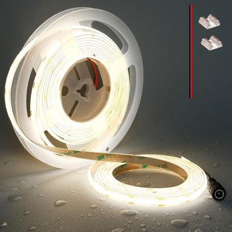 Ruban LED COB 12V IP65 Étanche 5M Blanc Naturel 4000K Extérieur (1/5)