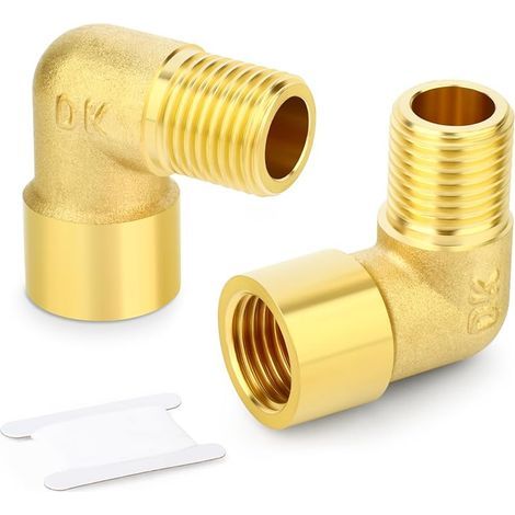 2 codos de calle de barra a 90 grados, accesorio de tubería de latón de rosca macho BSP de 1/8 pulgada a rosca hembra BSP de 1/8 pulgada (1/4)