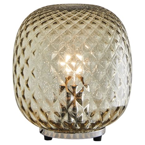 Lampe de Table Oban Chrome avec Verre Soufflé à la Bouche Effet Ballon Bronze - E27 75W 220-240V - Groupe Rossini (1/5)