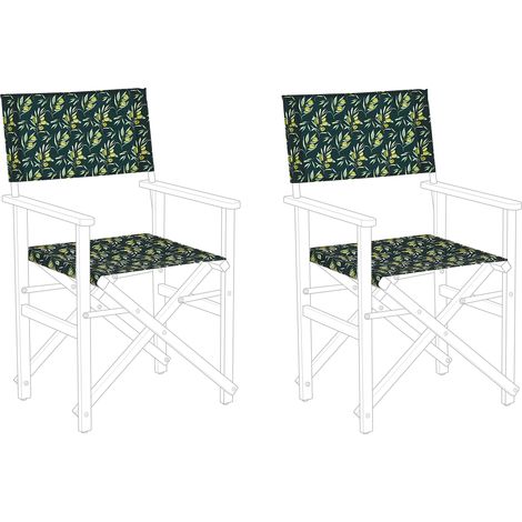Conjunto de 2 telas de poliéster verde oscuro para silla de jardín patrón ramas de olivo moderno exterior Cine
