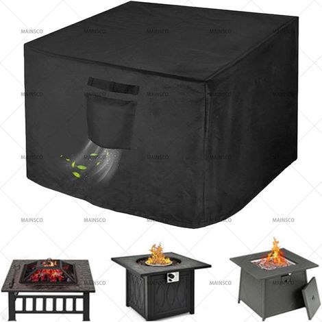 210D Housse de brasero imperméable – 92 x 92 x 61 cm – Revêtement en PVC robuste – Protection UV – Bouclier de foyer carré pour terrasse, balcon, terrasse, voyage, camping (1/5)