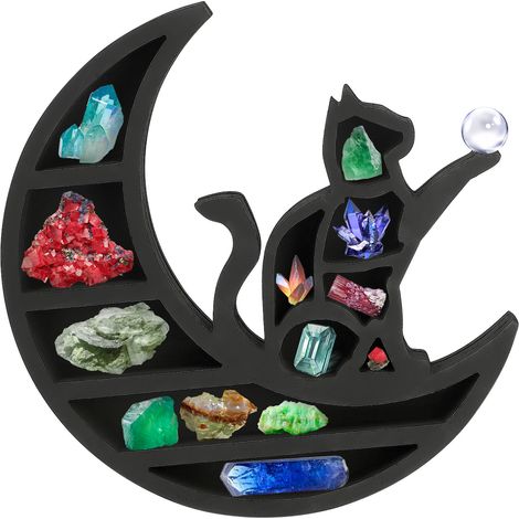 Estantería de pared “Gato Negro” – Clairmont – Estantería de cristal – PVC madera (30 x 30 x 4 cm) – Almacenamiento para regalos de mascotas (1/5)