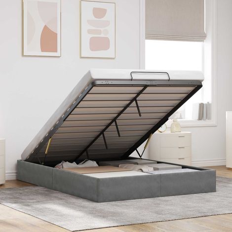 Teenpull – Ottoman Bettgestell Dunkelgrau 152 x 203 cm Samt (1/5)