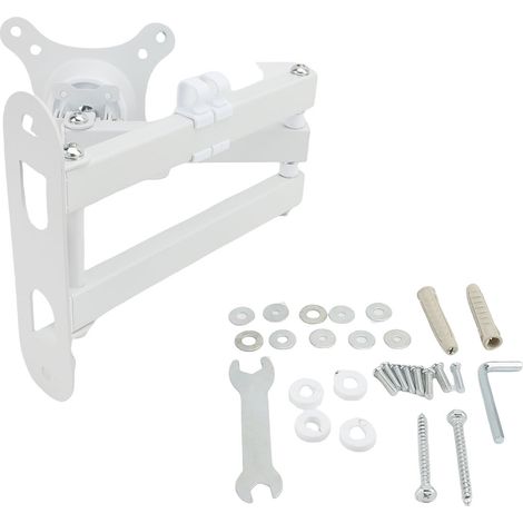 GARRYFIZH Support mural TV en fer pliable et pivotant avec bras articulé pour écrans 75x75 mm et 100x100 mm, jusqu'à 15 kg, blanc