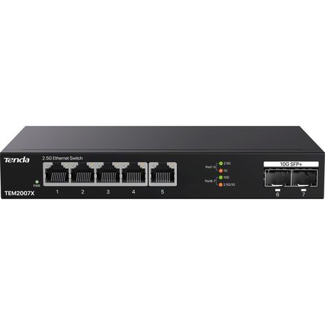 Tenda TEM2007X commutateur réseau 2.5G Ethernet (100/1000/2500) Bureau Noir