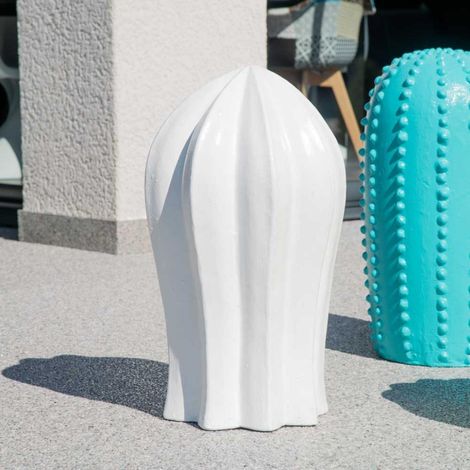 Wanda Collection – Sculpture jardin cactus blanc 70cm – Statue en fibro-ciment – Finition mate – Traitement anti UV pour extérieur