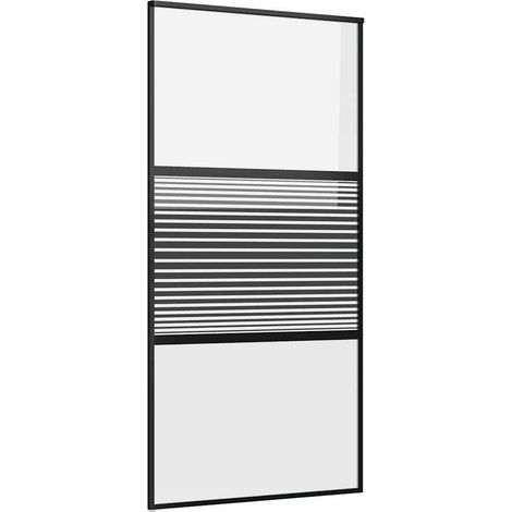 Porte en verre Rayé Noir 90 x 2 x 205 cm Aluminium