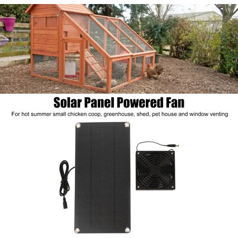 Kit de ventilation solaire portable, Panneau solaire 20W sans batterie, ventilateur 3W, pour serre, poulailler, maison pour animaux, fenêtre (1/5)