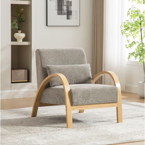 Relaxsessel mit Massivholzbeinen, Chenille-Bezug, grau (1/5)