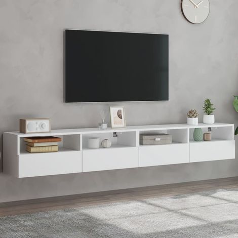 vidaXL Mobili TV a Parete 2pz Bianchi 100x30x30 cm Legno