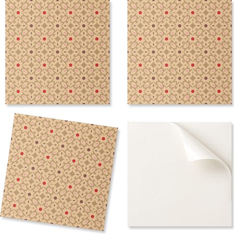 Juego de baldosas autoadhesivas de PVC con estampado floral en cuadr铆cula de 20x20x20 cm.