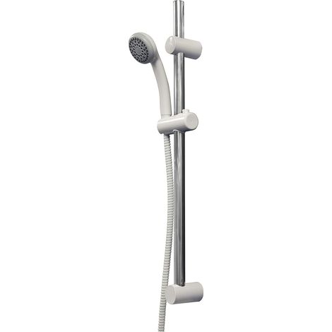Croydex Full Shower Set in White with Riser Rail, Hose & Handset - Amalfi