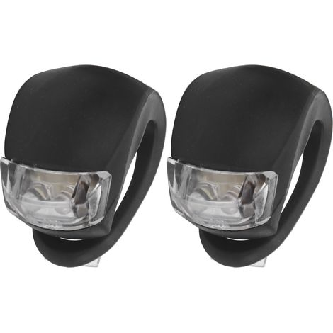 LED-Fahrrad-Vorder- und Rücklichter, energiesparende Silikon-Signallampe, weißes Licht (2 schwarze Teile) (1/5)