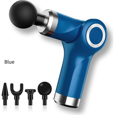 Pistolet de massage musculaire électrique, masseur de tissus profonds pliable, 4 vitesses réglables, bleu-AquaForge