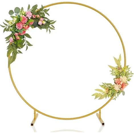 Support de toile, cadre en métal, design rond, 2m(78.7in), or (1/2)