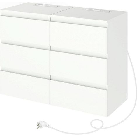 2er Set Kommode Weiß 40cm Breit mit Steckdose & 3 Schubladen (1/5)