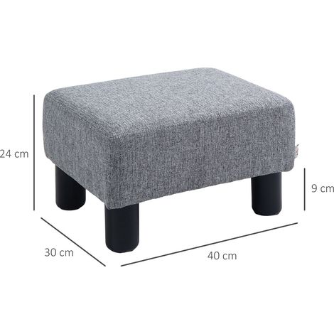 Repose-pieds en tissu aspect lin (avec coussin), dimensions : 40 x 30 x 24 cm, gris (1/5)