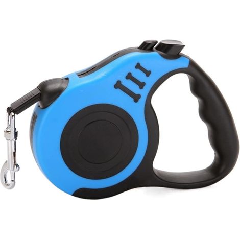 Kleine Hundeleine mit Ein-Klick-Verriegelung, 3 m/5 m ausziehbare Hundeleine/Nylon-Haustierleine/tragbare Alltagsleine für kleine und große Hunde (blau, 3 m) (1/5)