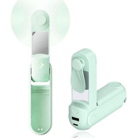 USB Tischventilator leise mit 2200mAh Akku Mini Ventilator für Schreibtisch mit regelbaren Geschwindigkeitsstufen mit LED-Anzeige für Home Office, Schlafzimmer & Tisch PC, Grün (1/5)