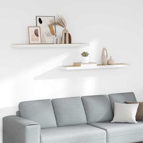 vidaXL Estante flotante pared 2 uds MDF roble y blanco 120x23,5x3,8 cm (1/5)