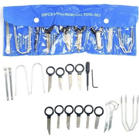 Lntyq 20 pièces Outils de démontage d'autoradio Universel Kit démontage Autoradio pour Mercedes-Benz BMW VW Audi (1/5)