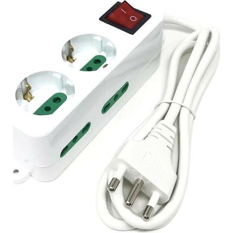 Multipresa Scarpetta Elettrica 6 Posti 2 Schuko 4 Bipasso Ciabatta Multi Presa (1/2)