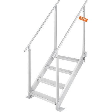 Échelle de Quai de Bateau Ponton Hauteur Réglable 75-96 cm 4 Marches en Alliage Aluminium Grande Capacité de Charge 226 kg avec Double Mains Courantes pour Embarquement sur Bateaux, Piscines (1/5)